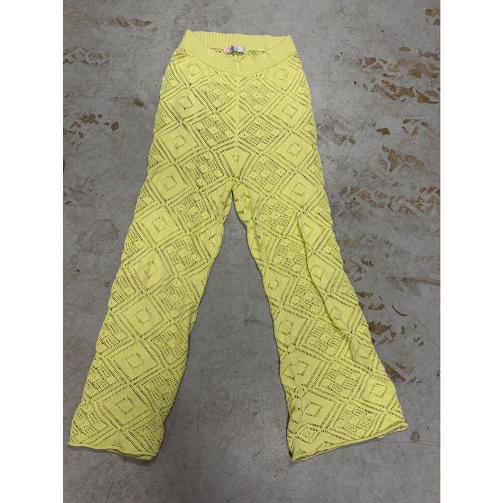 FP Beach Yellow Lounge Pants - Beachwear Coverup - Long - Size Large LIKE NEW 🖤